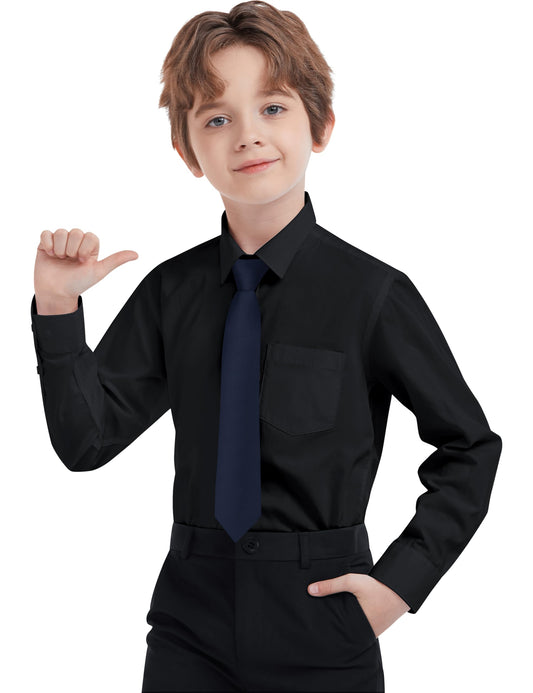 Boys Long Sleeve Button Down Shirt Wrinkle Free Fit